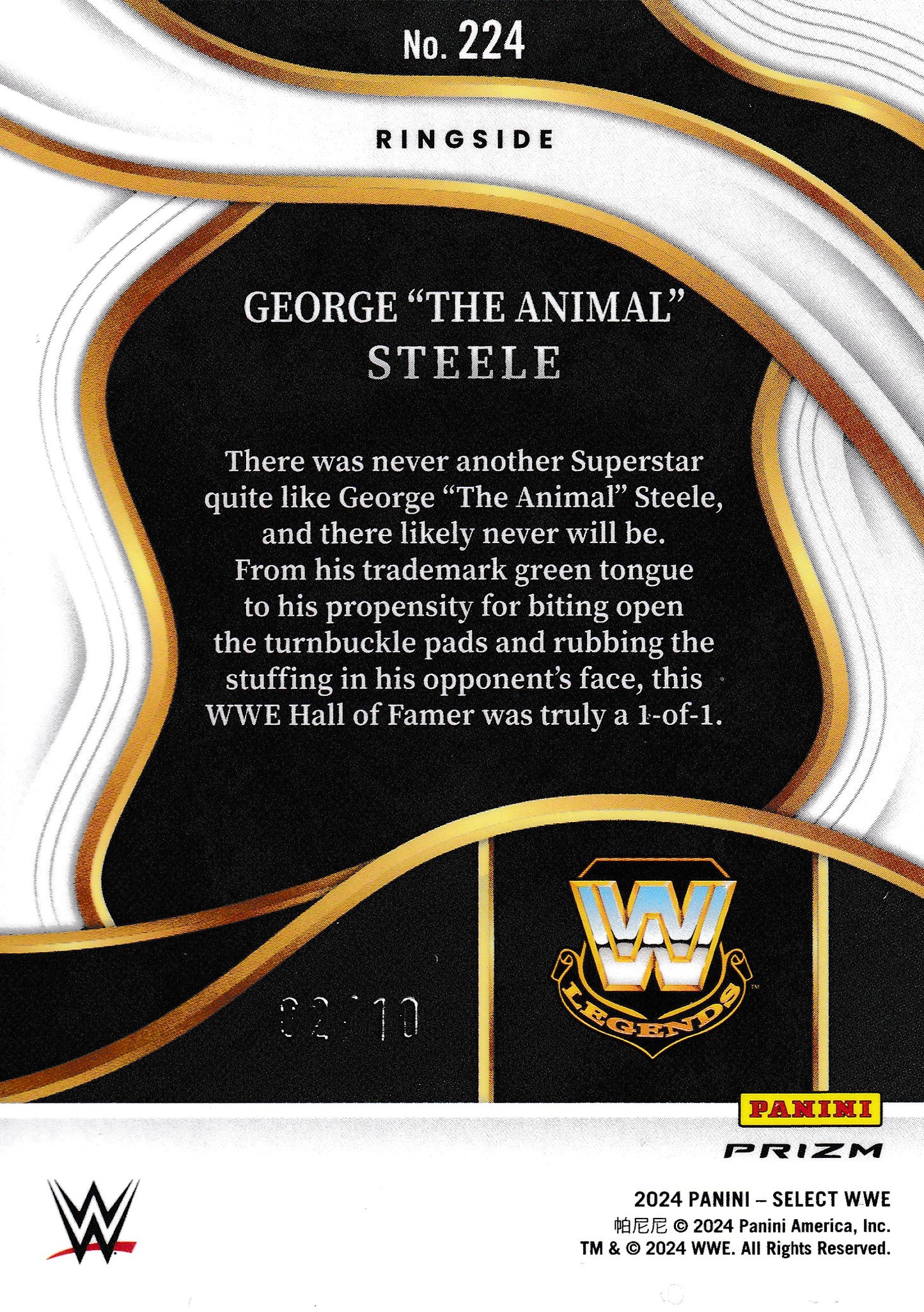 George "The Animal" Steele /10 Panini Select WWE 2024