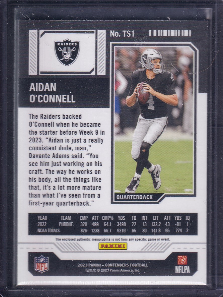Aidan O'Connell Rookie Ticket Patch Panini Contenders Football 2023
