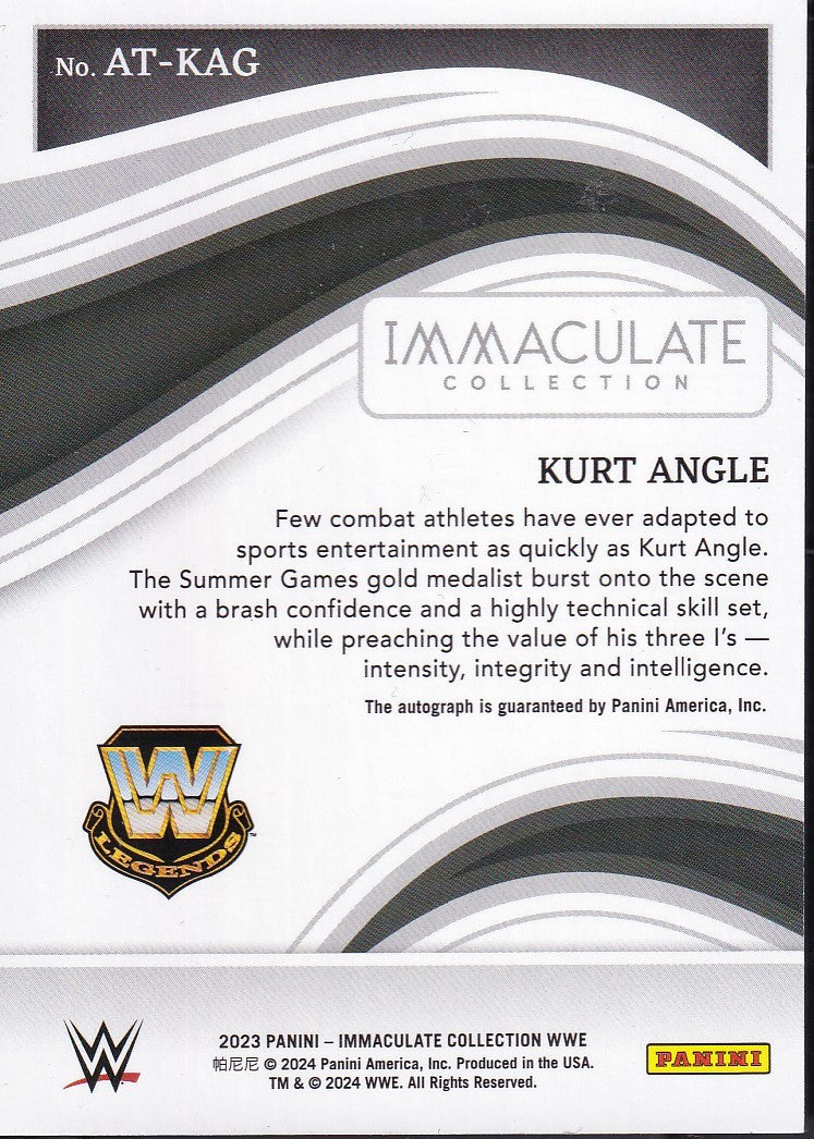 Kurt Angle All-Time Greats On Card Autograph /99 Panini Immaculate WWE 2023
