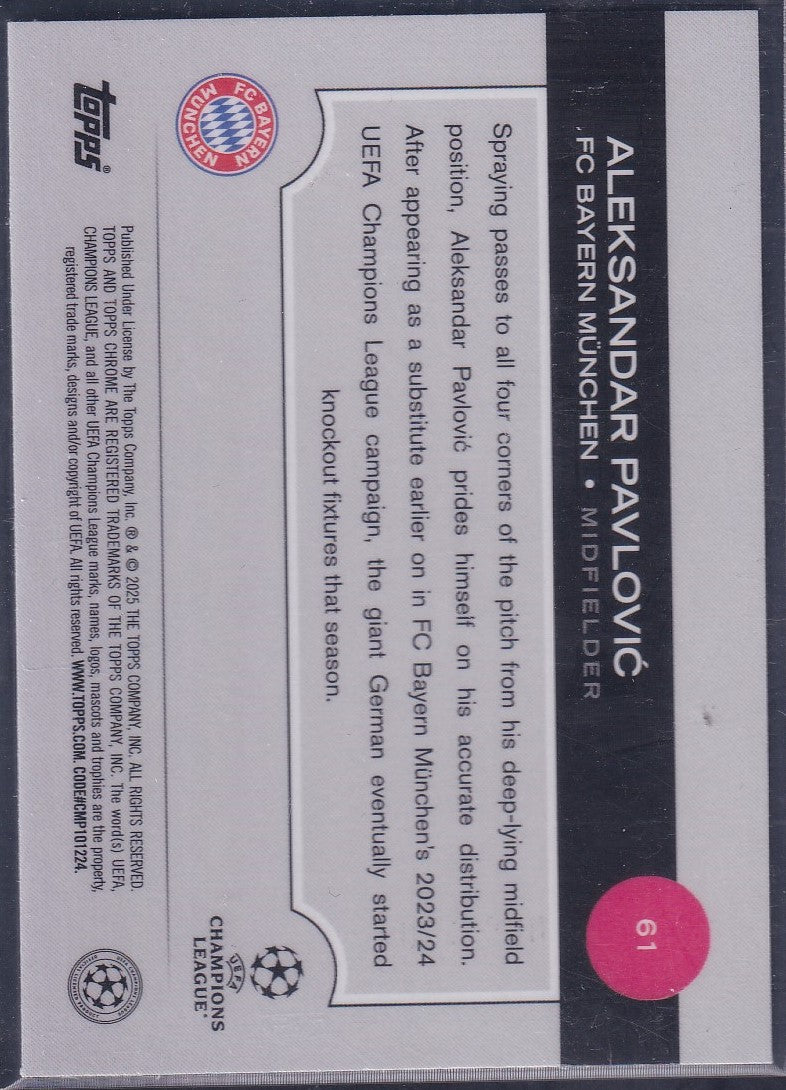 Aleksandar Pavlovic Future Stars /150 Topps Chrome UCL 2025