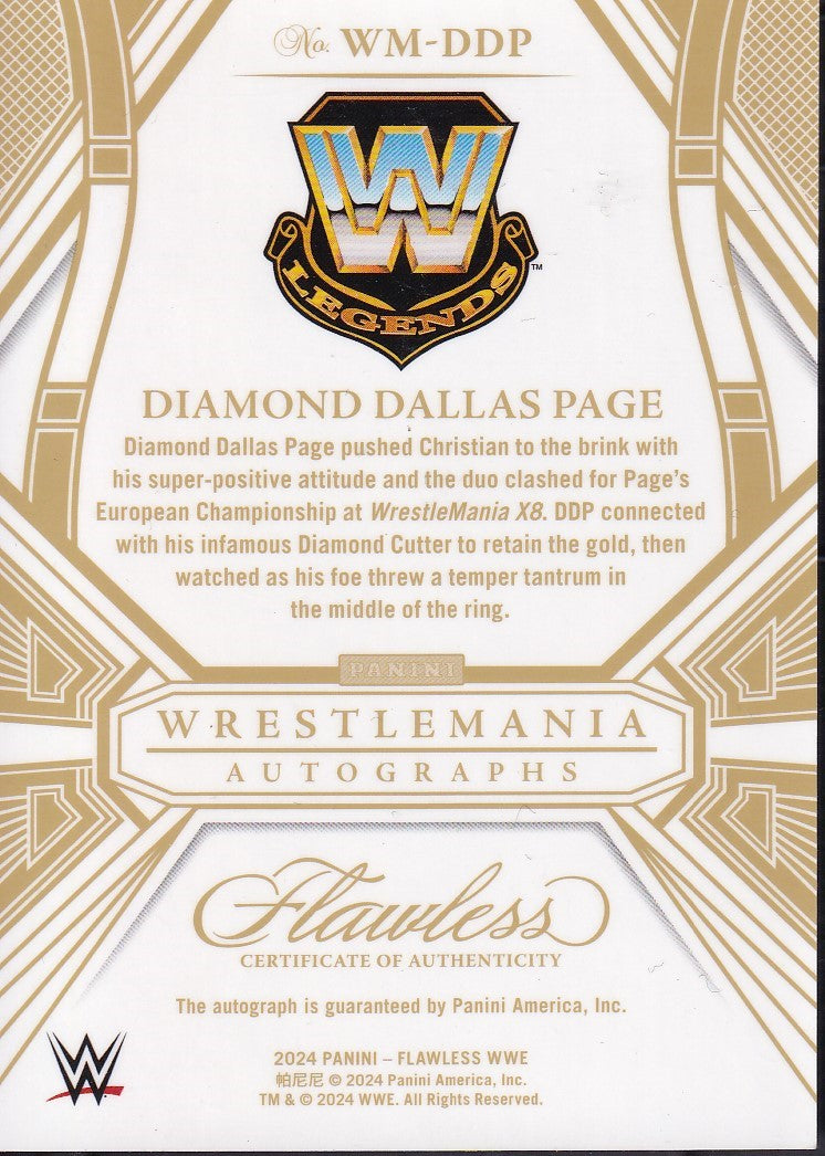 Diamond Dallas Page On Card Autograph /25 Panini Flawless WWE 2024