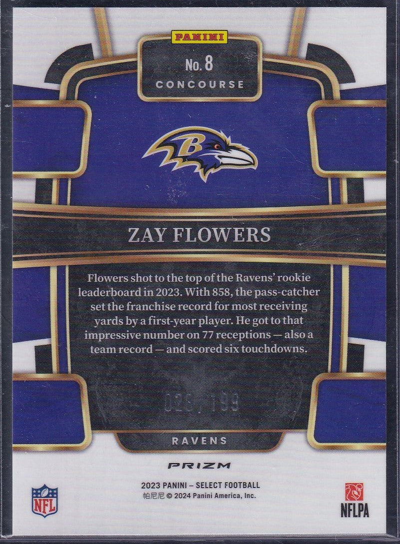 Zay Flowers RC /199 Panini Select Football 2023