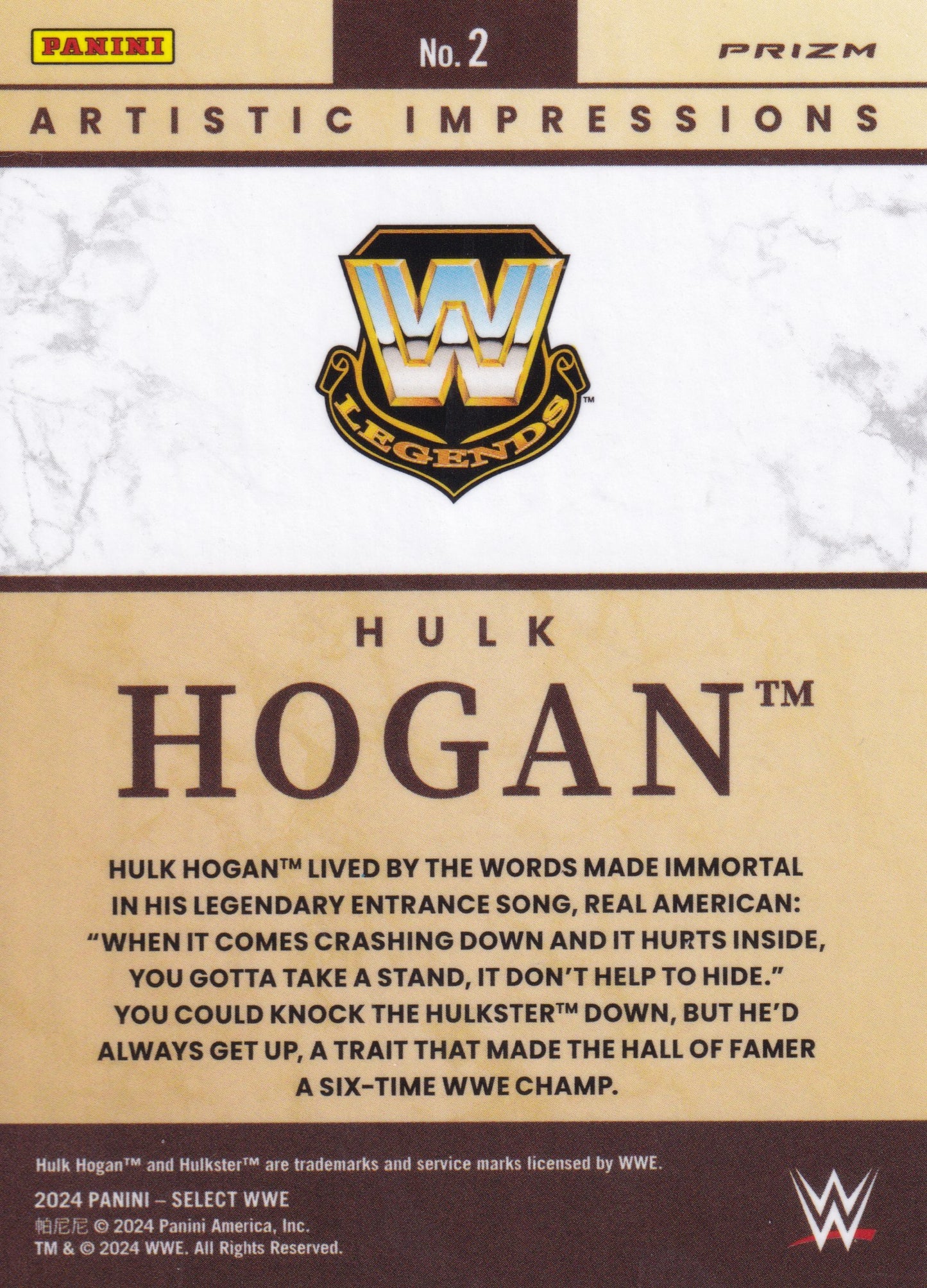 2024 Panini Prizm Select Artistic Impressions Hulk Hogan #No. 2