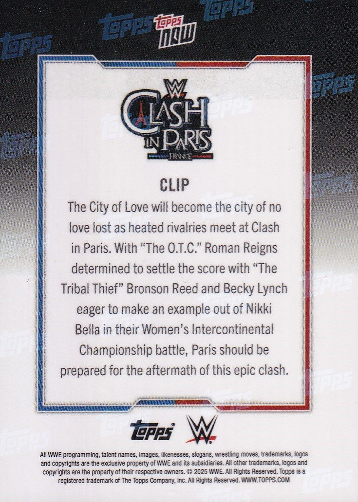 Roman Reigns Clash in Paris Topps Now 2025