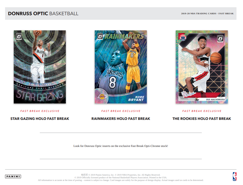 Panini Optic Fast Break Hobby Box NBA Basketball 2019/2020