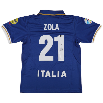 ⚽ Gianfranco Zola Signiertes Italien Heimtrikot (Blau) – inkl. Beckett COA ⚽
