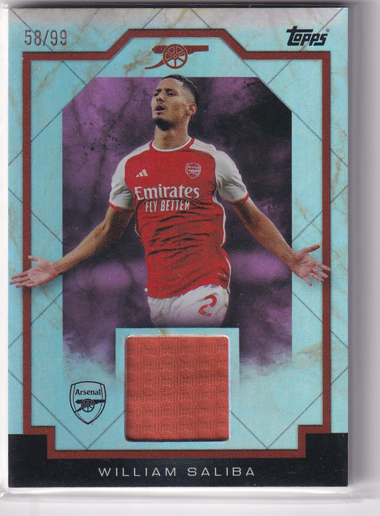 William Saliba Marble Halls Relic Match Worn Patch Card /99 Topps Arsenal Team Set 2022/23