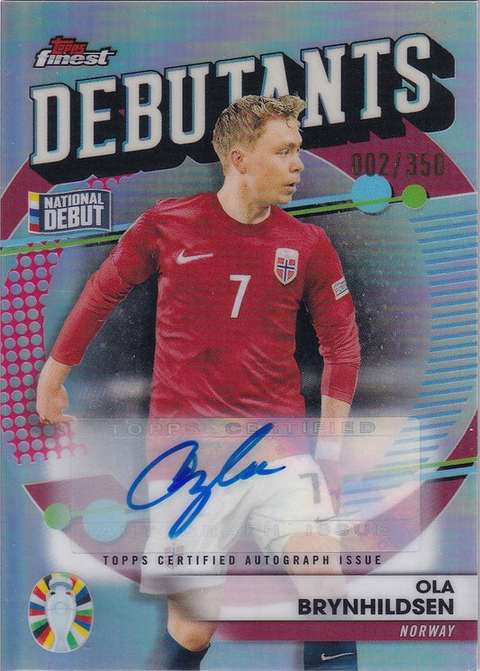 Ola Brynhildsen Debutants Autograph /350 Topps Finest Road to UEFA EURO 2024