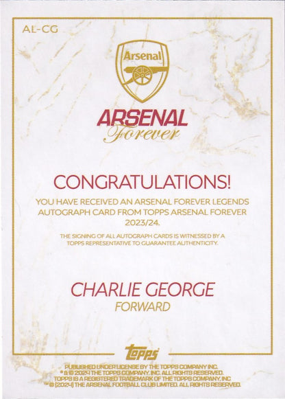 Charlie George Legends Autograph Topps Arsenal Forever 2024