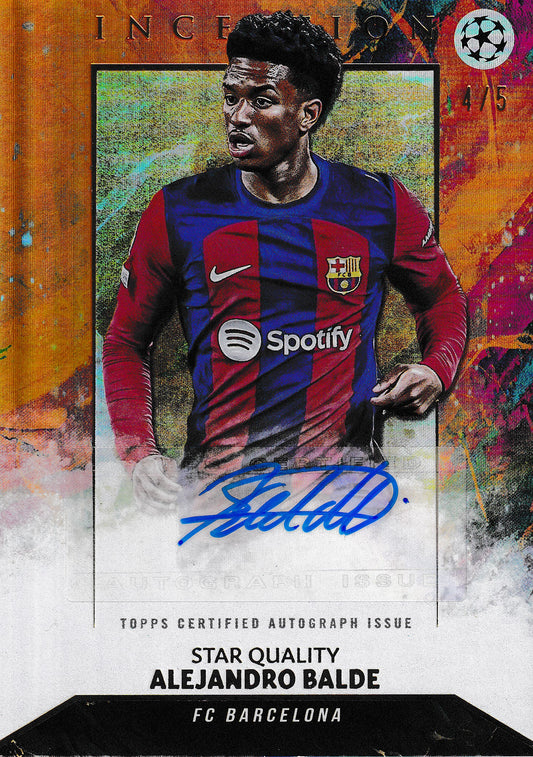 Alejandro Balde Star Quality Autograph /5 Topps Inception 2023/24