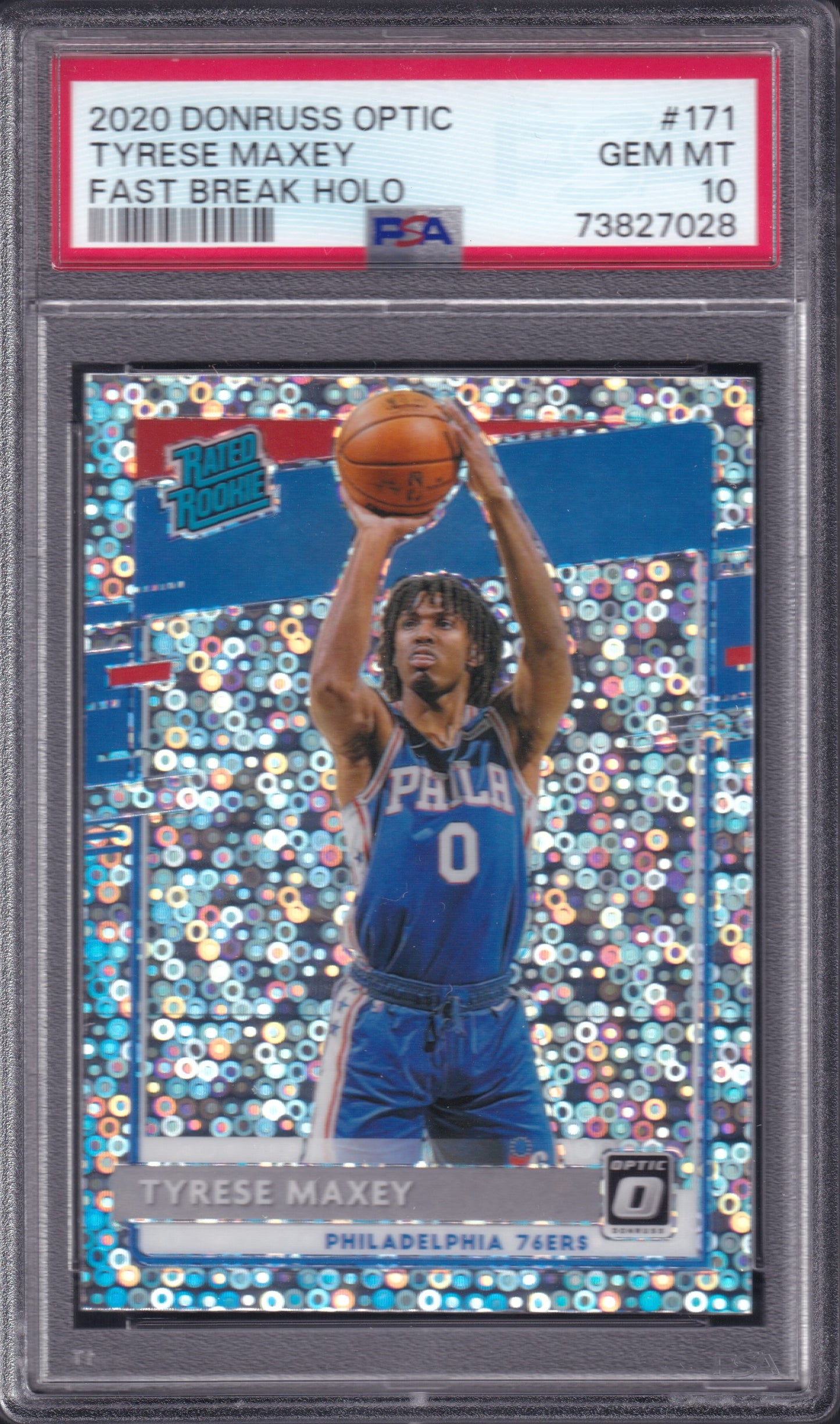 Tyrese Maxey Rookie Fast Break Holo Panini Donruss 2020/2021 PSA 10