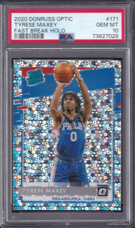 Tyrese Maxey Rookie Fast Break Holo Panini Donruss 2020/2021 PSA 10