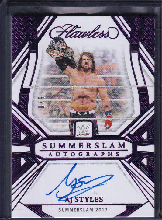 AJ Styles Summerslam Autographs /8 Bookend Panini Flawless WWE 2024