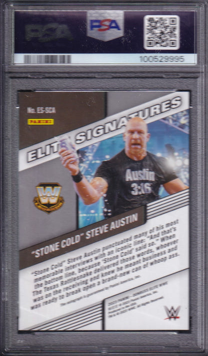 Stone Cold Steve Austin Signature Red /49 On Card Autograph Panini Donruss Elite WWE 2023 PSA 9/10