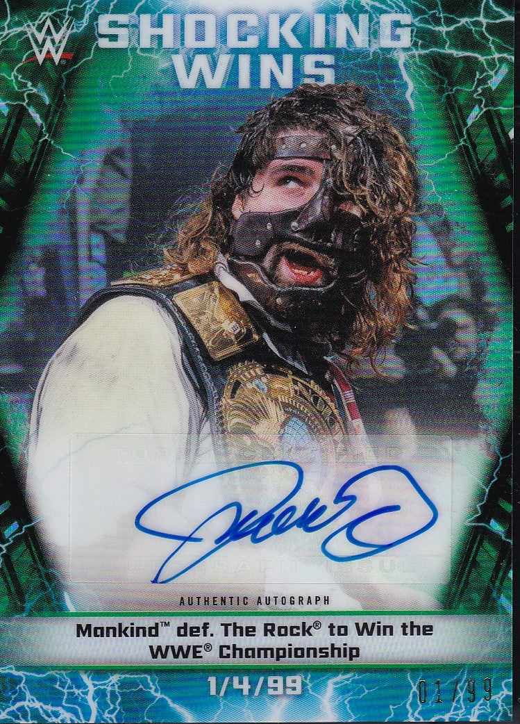 Mankind Shocking Wins Autograph /99 Bookend Topps Chrome WWE 2020