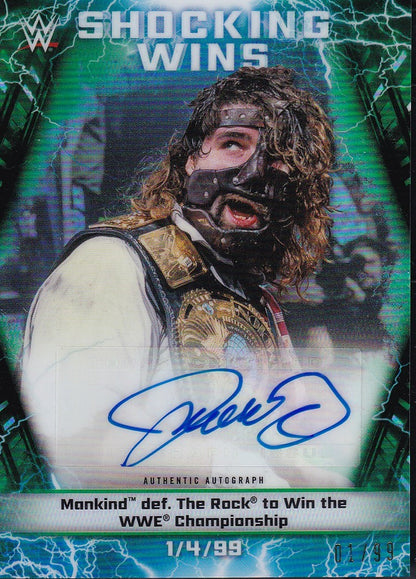Mankind Shocking Wins Autograph /99 Bookend Topps Chrome WWE 2020
