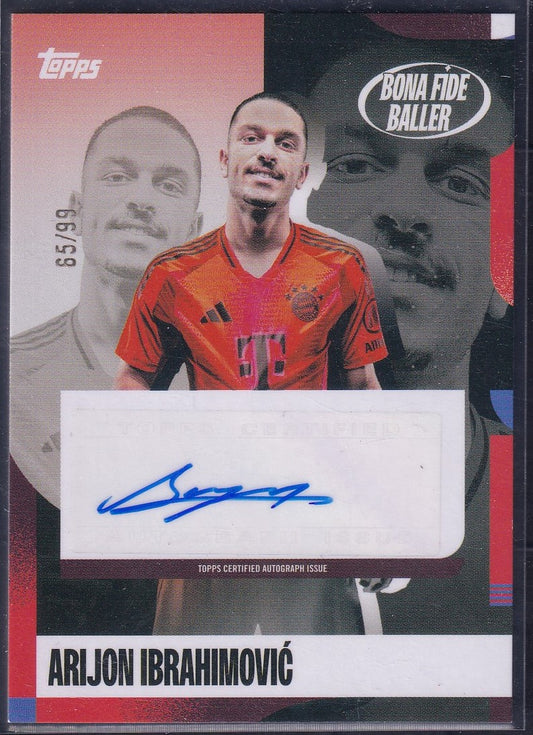 Arijon Ibrahimovic Bona Fide Baller Autograph /99 Topps FC Bayern München Team Set 2024/25