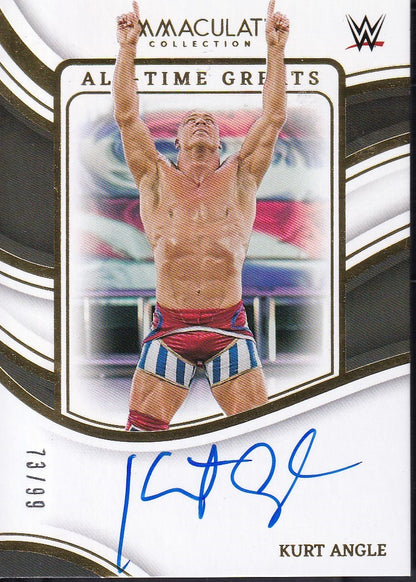 Kurt Angle All-Time Greats On Card Autograph /99 Panini Immaculate WWE 2023