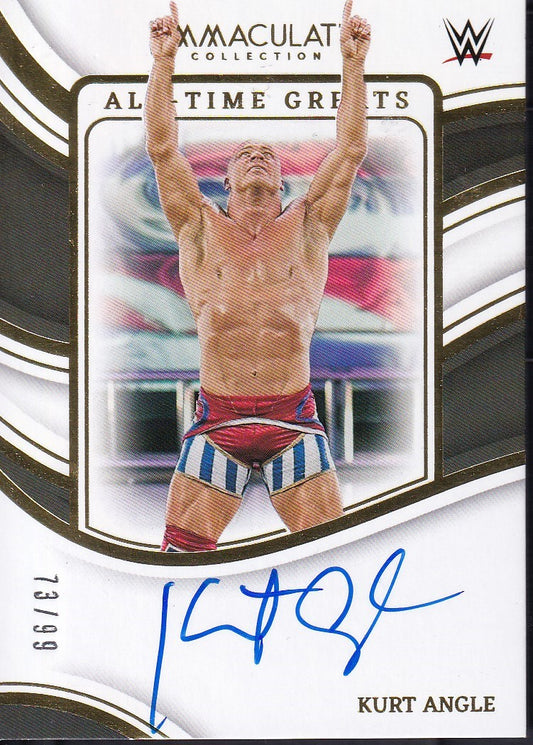 Kurt Angle All-Time Greats On Card Autograph /99 Panini Immaculate WWE 2023