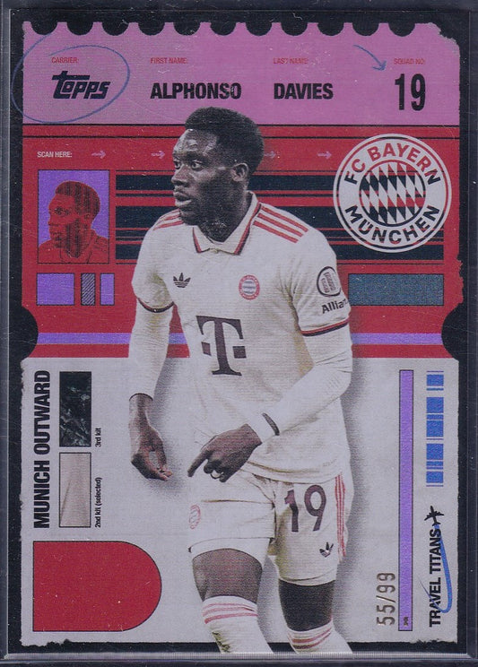 Alphonso Davies Travel Titans /99 Topps FC Bayern München Team Set 2024/25