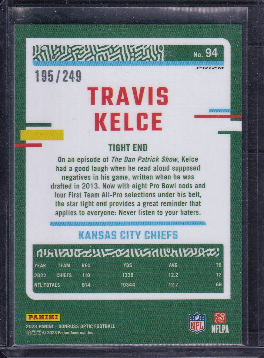 Travis Kelce Optic Orange /249 Panini Donruss Optic Football 2023