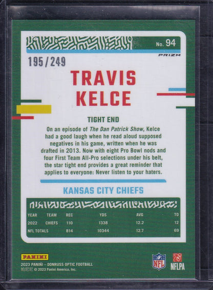 Travis Kelce Optic Orange /249 Panini Donruss Optic Football 2023