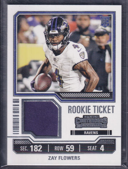 Zay Flowers Rookie Ticket Patch Panini Contenders Football 2023