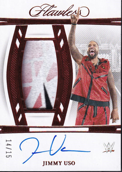 Jimmy Uso Patch On Card Autograph /15 Panini Flawless WWE 2024