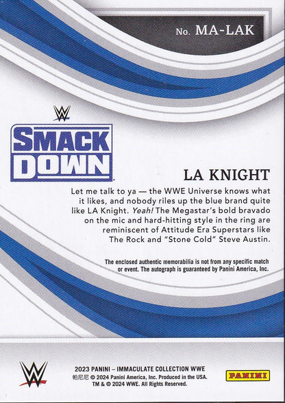 LA Knight Memorabilia Autographs /25 Panini Immaculate WWE 2023