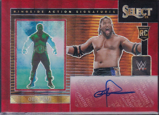 Oba Femi RC Ringside Action Signatures Red Wave Panini Select WWE 2024
