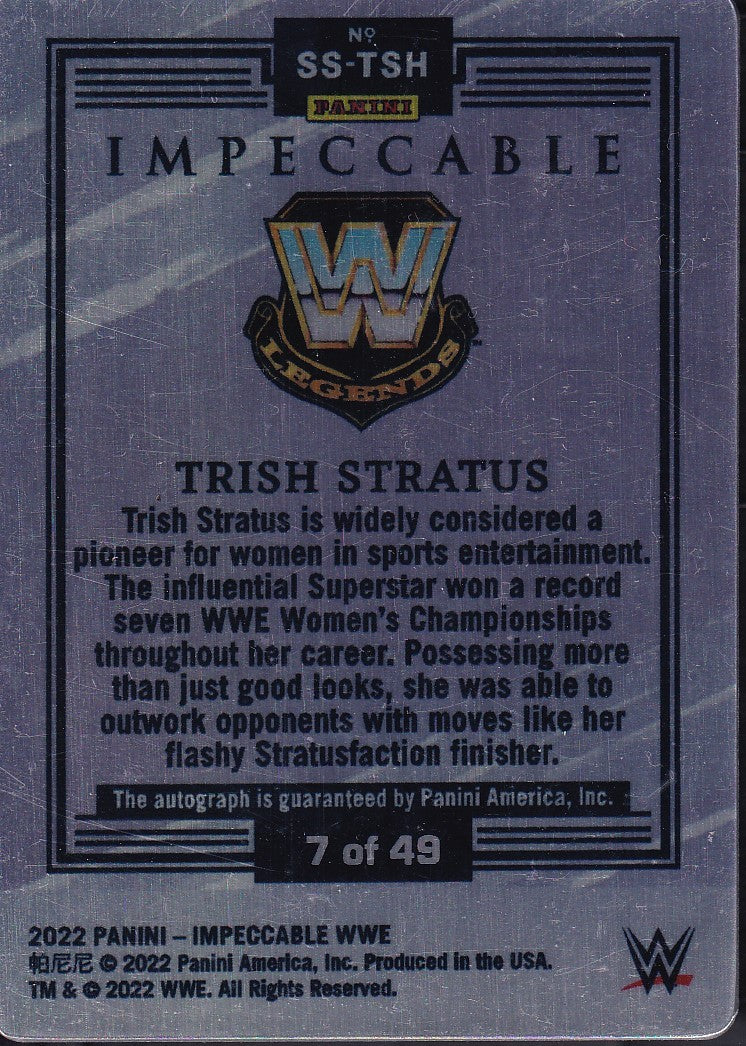 Trish Stratus Stainless Stars On Card Autograph /49 Panini Impeccable WWE 2022