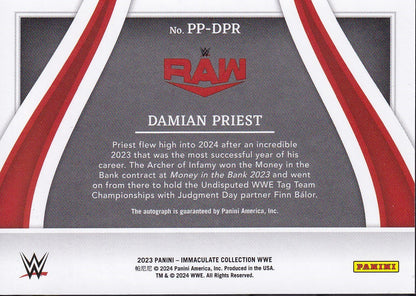 Damian Priest Past and Present On Card Autograph /99 Panini Immaculate WWE 2023