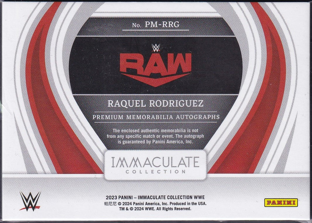 Raquel Rodriguez Premium Memorabilia On Card Autograph /99 Panini Immaculate WWE 2023