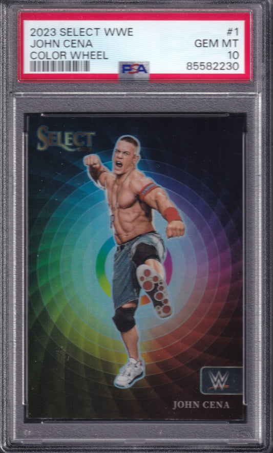 2023 Panini Select WWE #1 John Cena Color Wheel SP Case Hit PSA 10 Gem Mint
