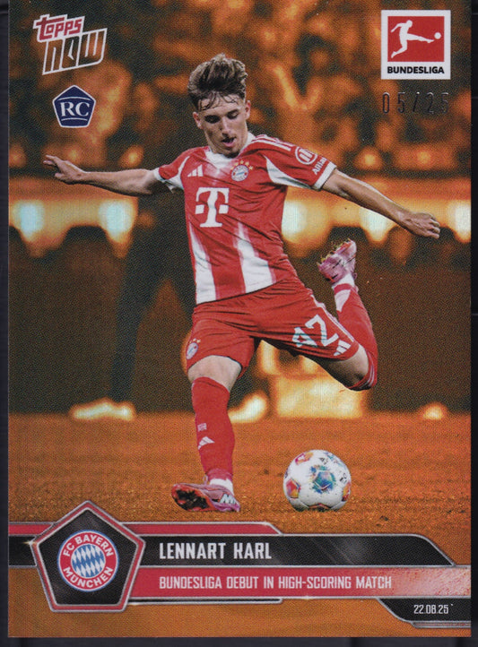 Topps NOW – Lennart Karl Bundesliga Debüt Rookie Karte 5/25 (Orange Foil)