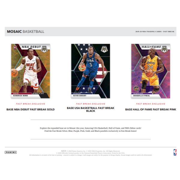Panini Mosaic Basketball NBA Fastbreak Hobby Box 2019/2020