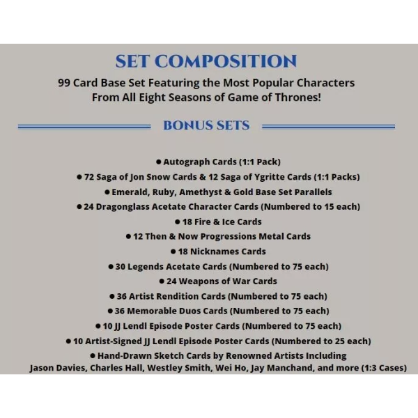 Cartes à collectionner Rittenhouse Game of Thrones Legend of the Realm (pack individuel)