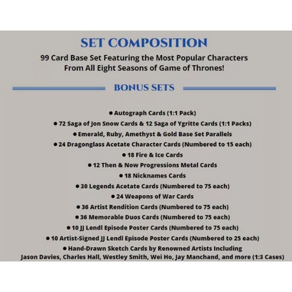 Cartes à collectionner Rittenhouse Game of Thrones Legend of the Realm (pack individuel)